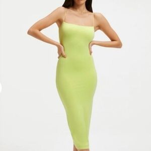 Good American Corder Lace Up Back Midi Dress size M NWT